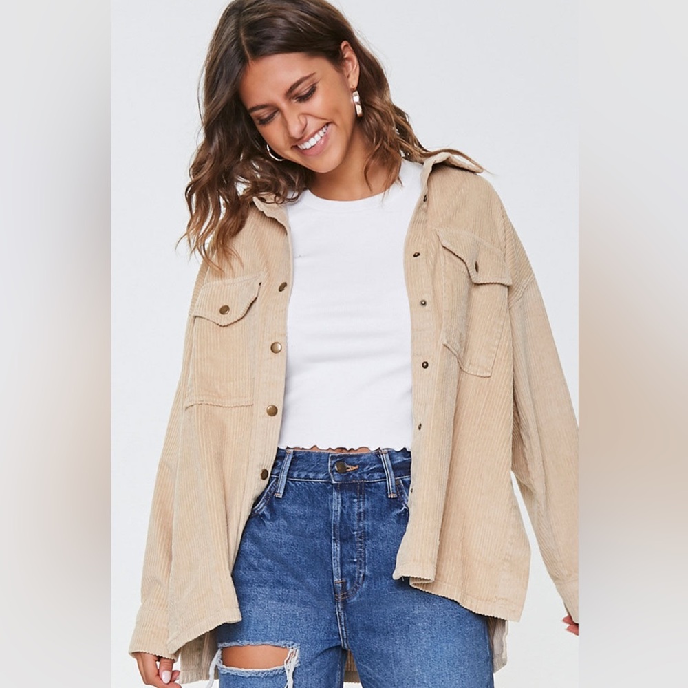 Corduroy Snap-Button Shacket - image 1